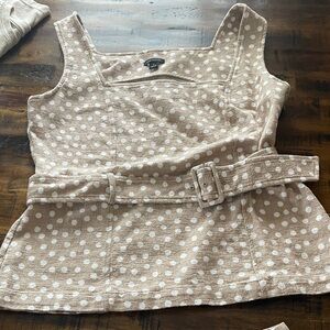 Ann Taylor Polka Dot Sleeveless Top with a Belt